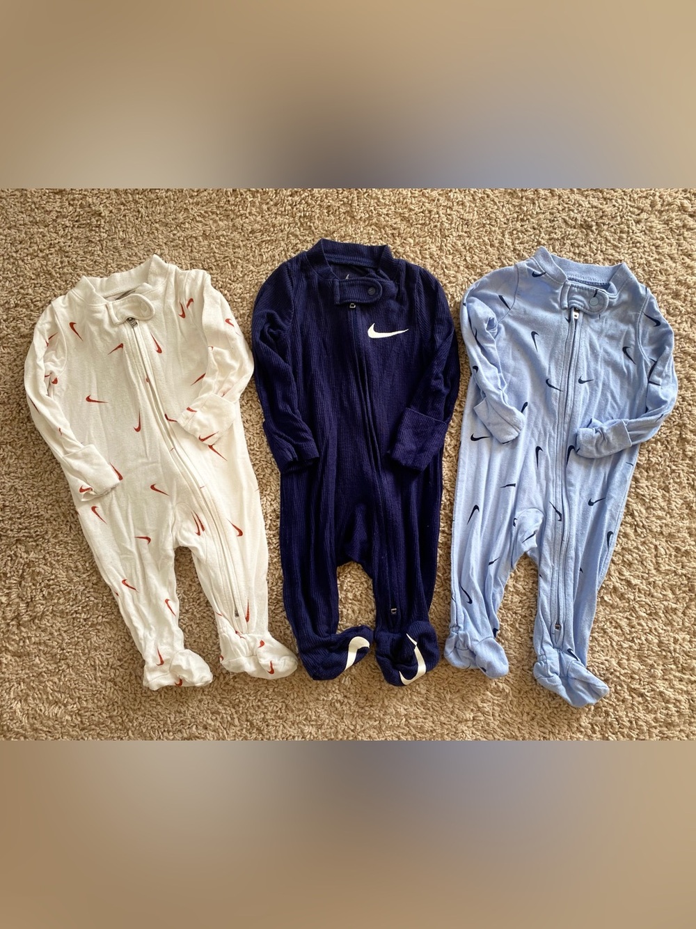 Nike baby boy footie zip sleepers bundle Newborn